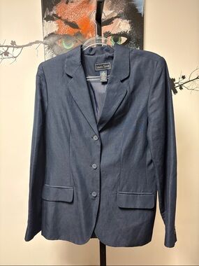 Laura Scott Navy Single-Breasted Blazer